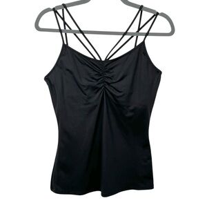 Boston Proper Black Ruched Strappy Camisole – Size S Stretch Nylon Blend